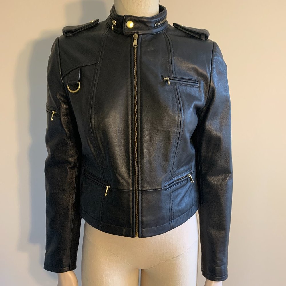 Leather Moto style Black jacket.